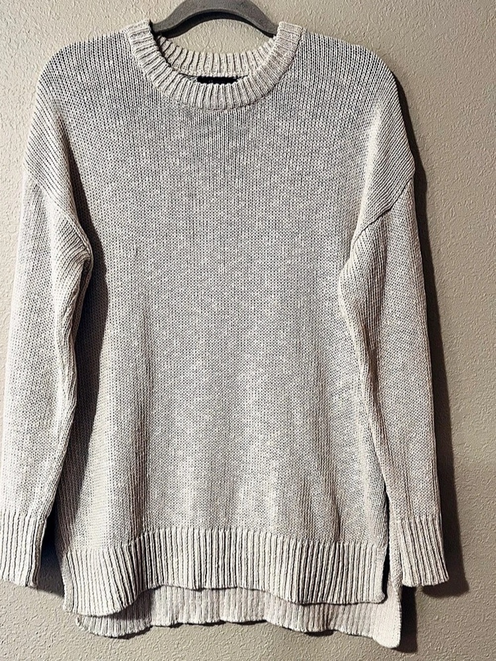 Quince Organic Cotton Linen Oversized Crew Sweater in Ivory Cream Size Small